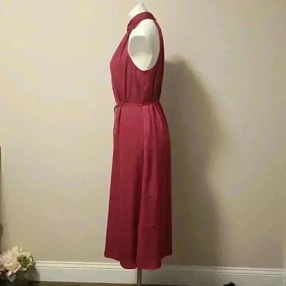 Twist-Neck Satin Midi Dress - Picture 4 of 13